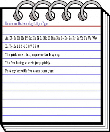 Deadwood Halfwide Light animated font preview