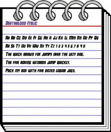 Deathblood Italic Italic animated font preview