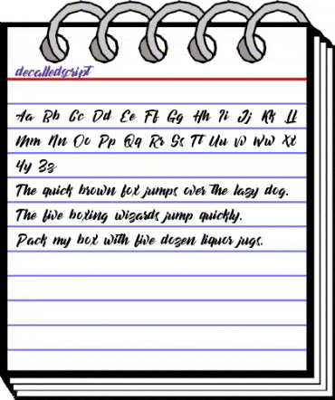 decalled script Regular animated font preview