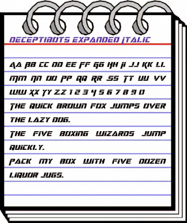 Deceptibots Expanded Italic Expanded Italic animated font preview