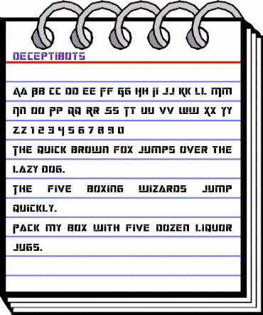 Deceptibots Regular animated font preview