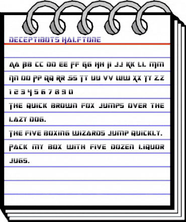 Deceptibots Halftone Regular animated font preview