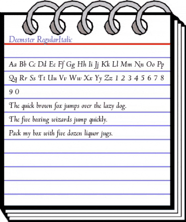 Deemster RegularItalic animated font preview