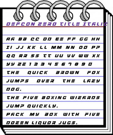 Defcon Zero Title Italic Italic animated font preview