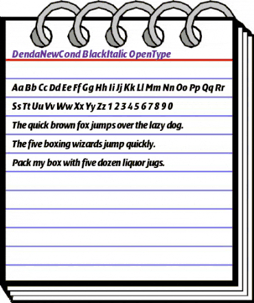 DendaNewCond BlackItalic animated font preview