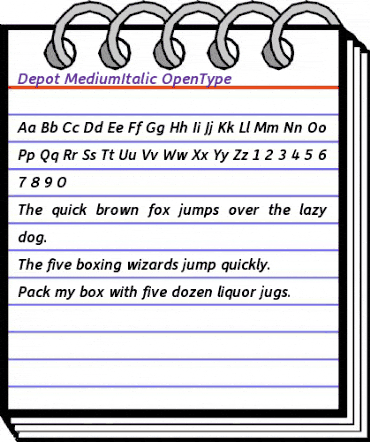 Depot Medium Italic animated font preview
