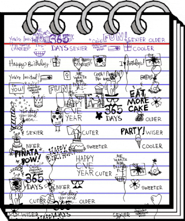 DJB It's My Birthday Regular animated font preview