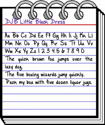 DJB Little Black Dress Regular animated font preview