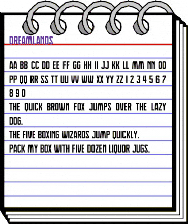 Dreamlands Regular animated font preview