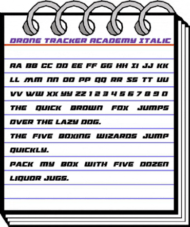 Drone Tracker Academy Italic Italic animated font preview