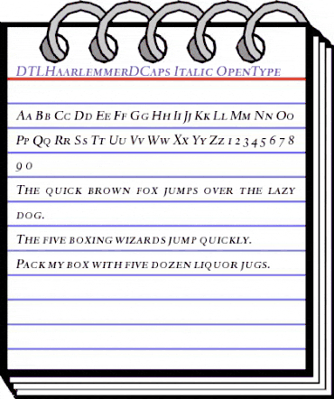 DTLHaarlemmerDCaps Italic animated font preview