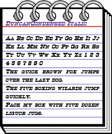 DuncanCondensed Italic animated font preview