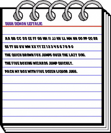 Dusk Demon Leftalic Regular animated font preview