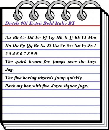 Dutch801 XBdIt BT Extra Bold It animated font preview