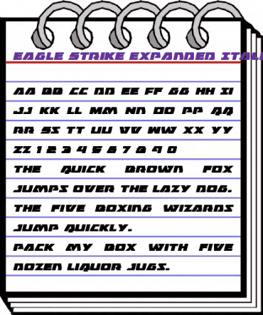 Eagle Strike Expanded Italic Expanded Italic animated font preview Eagle Strike Expanded Italic Expanded Italic animated font preview