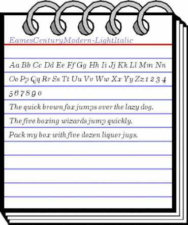 Eames Century Modern Light Italic animated font preview Eames Century Modern Light Italic animated font preview