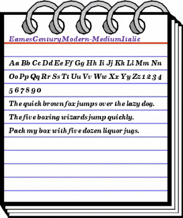 Eames Century Modern Medium Italic animated font preview Eames Century Modern Medium Italic animated font preview