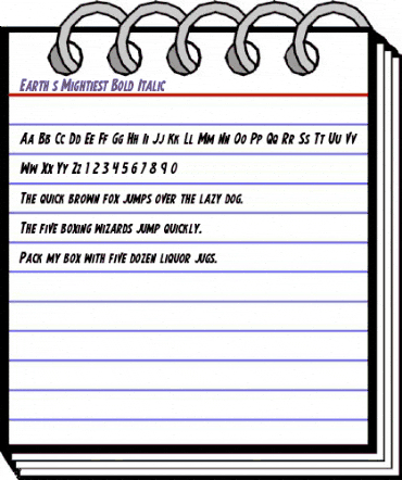 Earth's Mightiest Bold Italic Bold Italic animated font preview Earth's Mightiest Bold Italic Bold Italic animated font preview