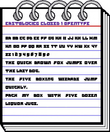 EastBlocICG Closed animated font preview