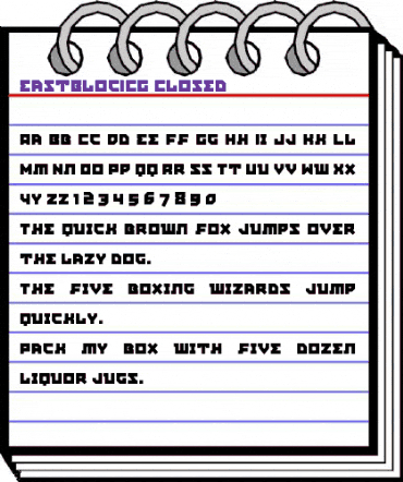 EastBlocICG Closed animated font preview