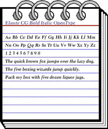 Elante CG Bold Italic animated font preview Elante CG Bold Italic animated font preview