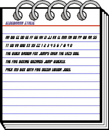 Eldebaran Italic Italic animated font preview