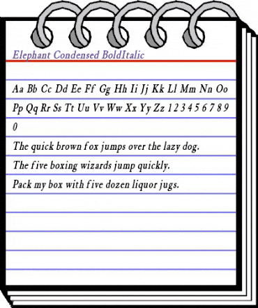 Elephant Condensed BoldItalic animated font preview