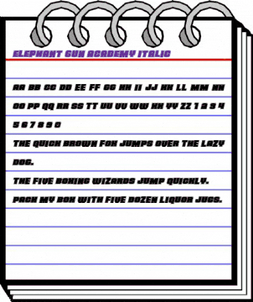 Elephant Gun Academy Italic Regular animated font preview