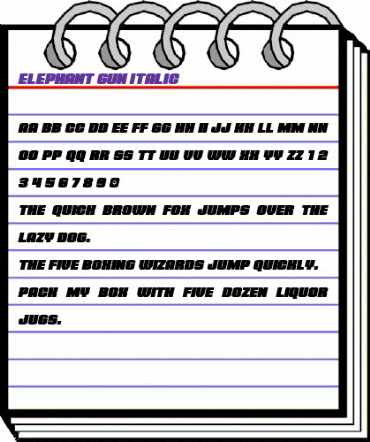 Elephant Gun Italic Regular animated font preview