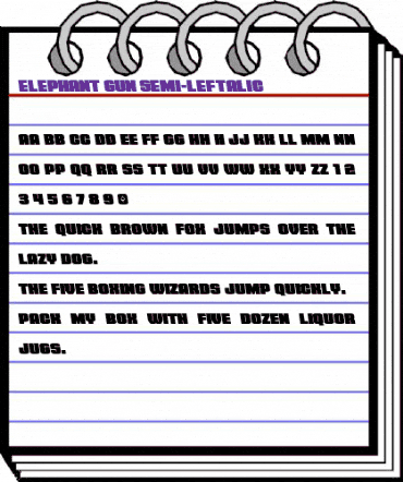 Elephant Gun Semi-Leftalic Regular animated font preview