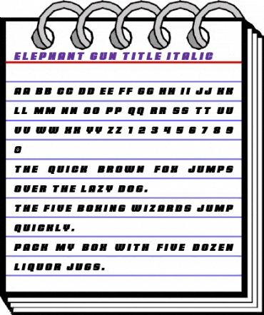 Elephant Gun Title Italic Regular animated font preview