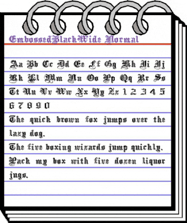 EmbossedBlackWide Normal animated font preview