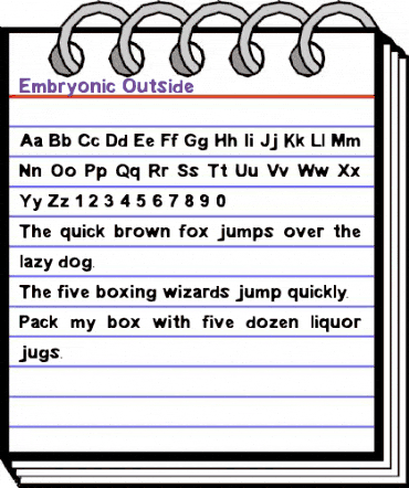 Embryonic Outside Regular animated font preview