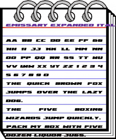 Emissary Expanded Italic Expanded Italic animated font preview