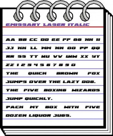 Emissary Laser Italic Italic animated font preview