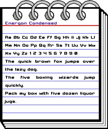 Energon Condensed Regular animated font preview
