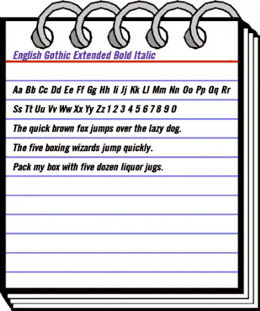 English Gothic-Extended Bold Italic animated font preview