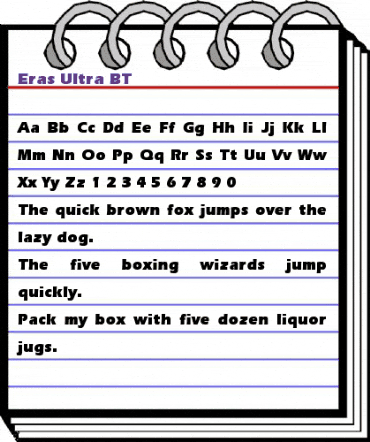 Eras Ult BT Ultra animated font preview