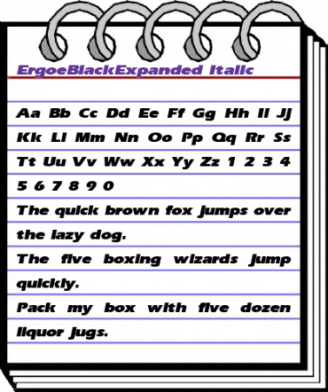 ErgoeBlackExpanded Italic animated font preview