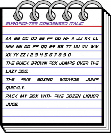 Eurofighter Condensed Italic Condensed Italic animated font preview