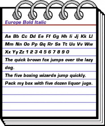 Europe Bold Italic animated font preview Europe Bold Italic animated font preview