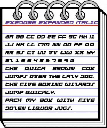 Exedore Expanded Italic Expanded Italic animated font preview Exedore Expanded Italic Expanded Italic animated font preview