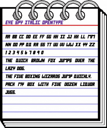 Eye Spy Italic animated font preview Eye Spy Italic animated font preview