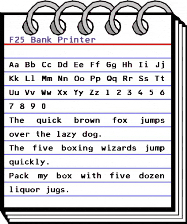 F25 Bank Printer Regular animated font preview