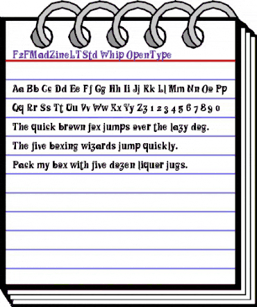 F2F MadZine LT Std Whip animated font preview
