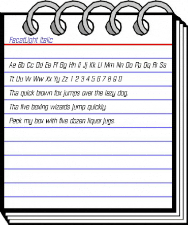 FacetLight Italic animated font preview