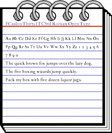 FCaslon Thirty ITC Std Regular animated font preview