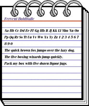 Fervent BoldItalic animated font preview