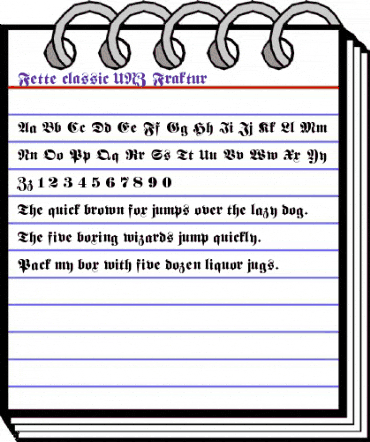 Fette classic UNZ Fraktur Regular animated font preview