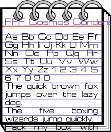 FFF Cosmos Condensed Regular animated font preview